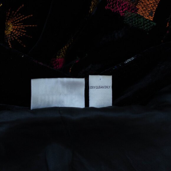 Vtg Y2K Chico's Design Velvet Blazer 3/XL/16 Embroidered Tropical Jacket Silk - Picture 8 of 9